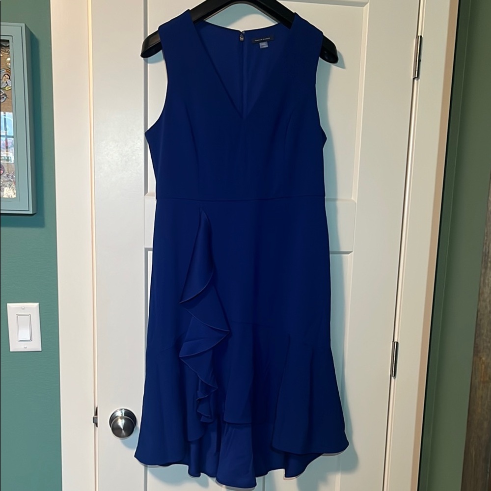 EUC Tommy Hilfiger Blue Sleeveless V-Neck high low Dress. Size 12